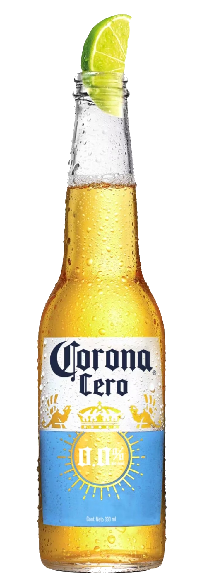 Botella Corona Cero con gajo de lima